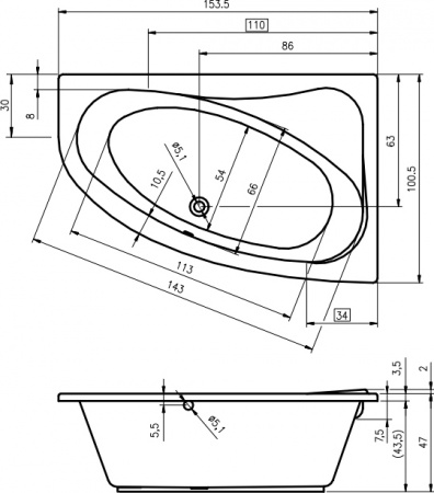 ��������� ����� Riho Lyra 153x100 L