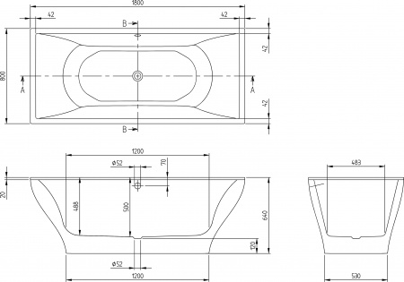 ��������� ����� Villeroy & Boch La belle UBQ180LAB2PDV-01 180x80, ���������� �����