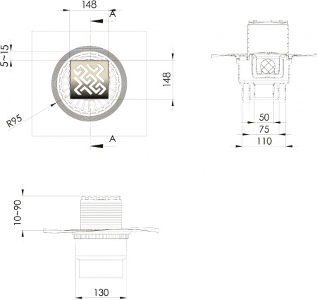  Berges Wasserhaus Zentrum Antik 091465 15 x15 , 