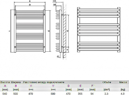 ����������������� ������������� Terma Alex ALEX + Reg 2 50x54 �����, ����������� ������, 300W