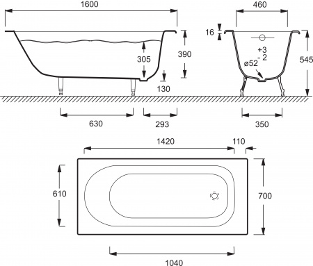 �������� ����� Jacob Delafon Soissons 160x70 + ����� � ����-�������