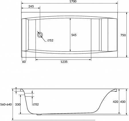 ��������� ����� Cersanit Virgo WP-VIRGO*170-W 170x75 ������ �����