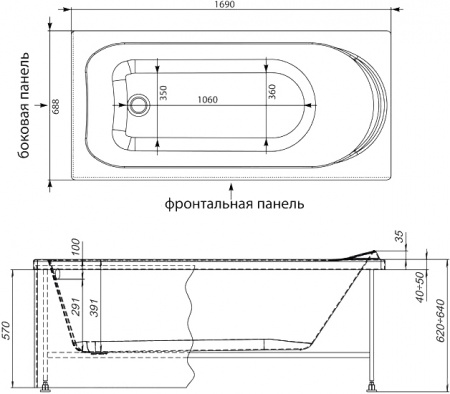 ��������� ����� Aquanet Nord 170x70