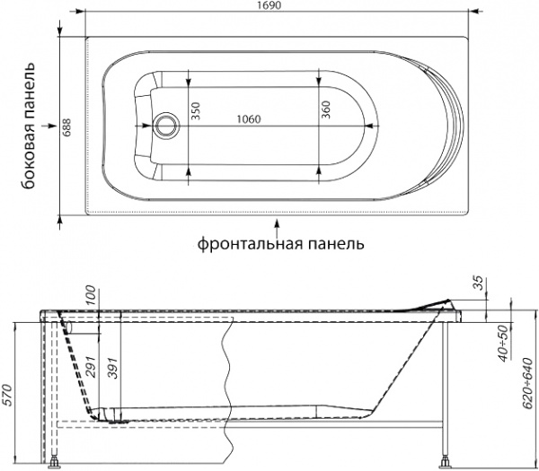��������� ����� Aquanet Nord 170x70
