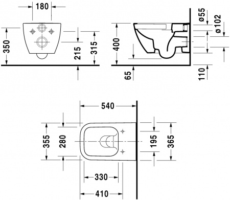 �������� ������ ��������� Duravit Happy D.2 2222090000 rimless + ������-������� � ����������� + ����������� Grohe Rapid SL 38721001 3 � 1 � ������� �����
