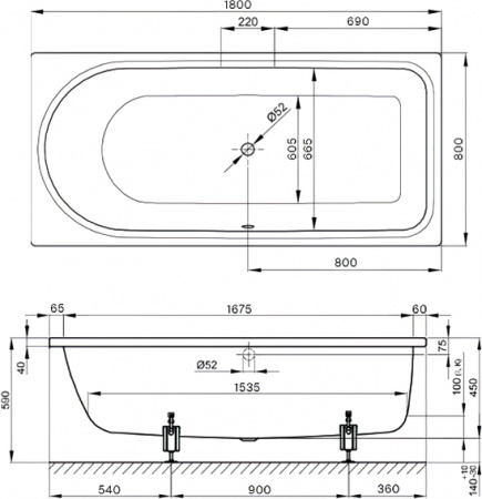 �������� ����� Bette Ocean 180x80 � �������������� ��������������� ���������, ������� �������