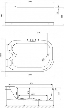 ��������� ����� Royal Bath Norway RB331100K-L 180x120, �����, � ��������