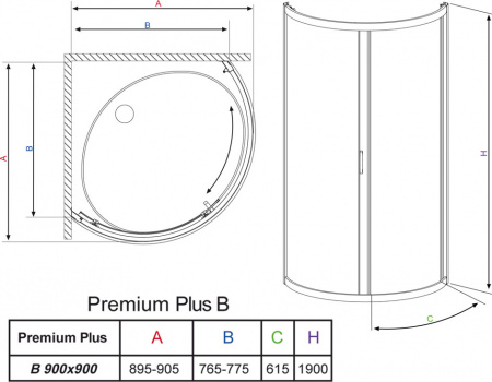 ������� ������ Radaway Premium Plus B 90x190 ������ ������