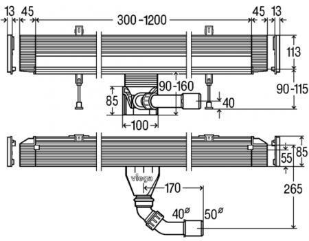 ������� ����� Viega Advantix Vario wall drain 736552 (� �����). ������ �� 90 �� 160 ��. ����������� ������������� ��� ������-������� � ��������� (4967.10)