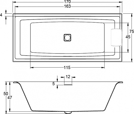 ��������� ����� Riho Still Square 170x75 ����������� ������