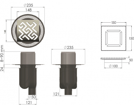   Berges Wasserhaus Platz Antik 090061 15x15 