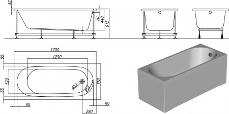 ��������� ����� Kolpa San Tamia 170x75, � ��������