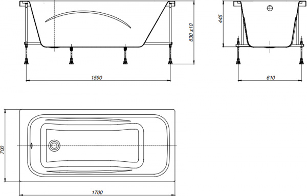 ��������� ����� Roca Line 170x70 ����� + ��������� ��� ����� � �����