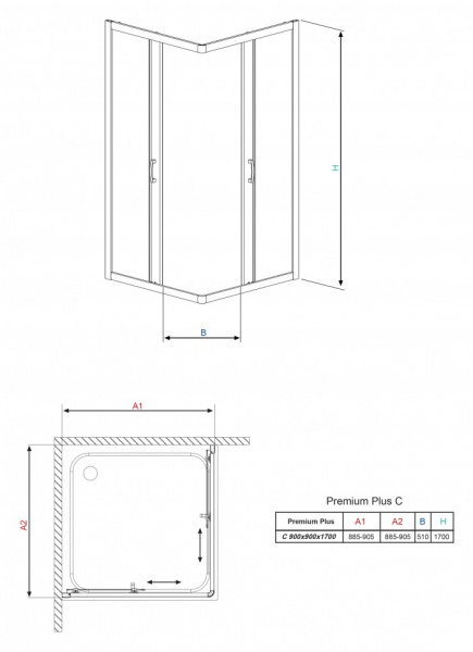 ������� ������ Radaway Premium Plus C 90x190 ���������� ������