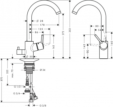 ��������� Hansgrohe Talis M52 14875000 ��� �������� �����, ����
