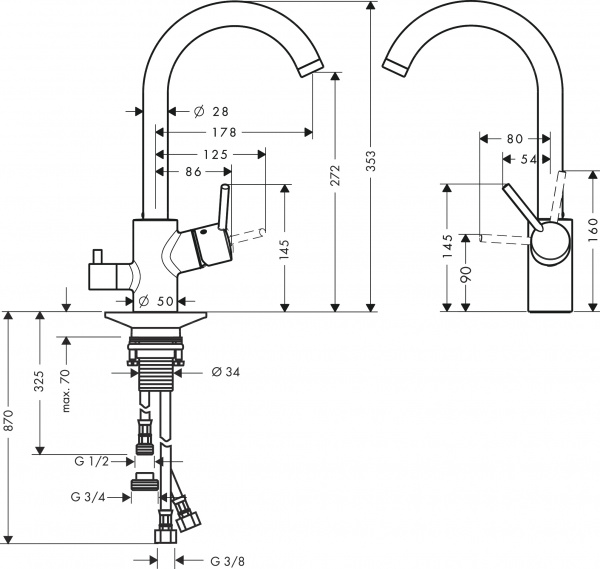 ��������� Hansgrohe Talis M52 14875000 ��� �������� �����, ����