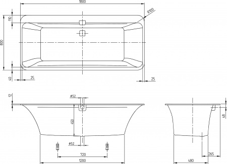 ��������� ����� Villeroy & Boch Squaro Edge 12 UBQ180SQE7DV-01 180x80, ���������� �����