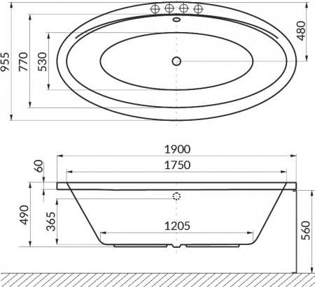 ��������� ����� Excellent Lumina WAEX.LUM19.LINE 190x95