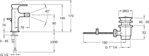 ��������� Jacob Delafon Strayt E8777-CP ��� ����