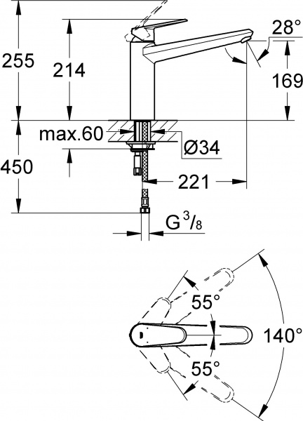 ��������� Grohe Eurodisc Cosmopolitan 33770002 ��� �������� �����