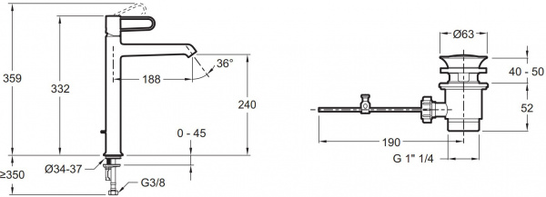 ��������� Jacob Delafon Odeon Rive Gauche E21030-CP-CP ��� ��������