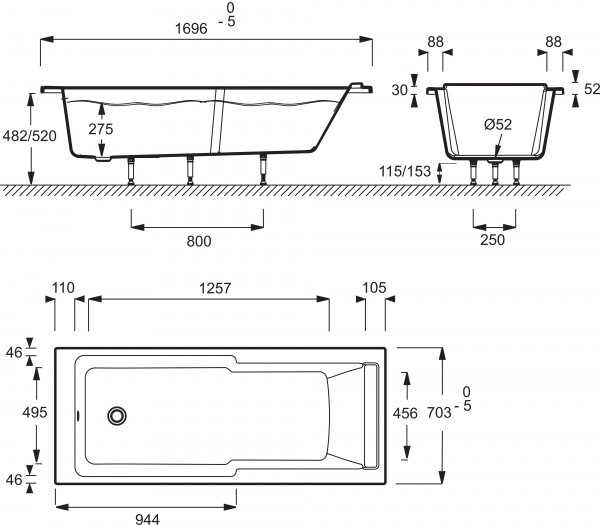 ��������� ����� Jacob Delafon Struktura 170x70