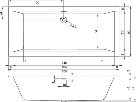 ��������� ����� Riho Rething Cubic 200�90