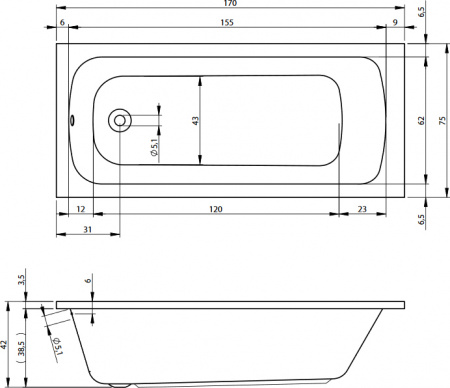 ��������� ����� Riho Milano 170x75