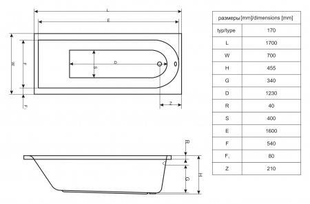 ��������� ����� Excellent Actima Aurum Lux WAAC.AUR17LUX 170x70
