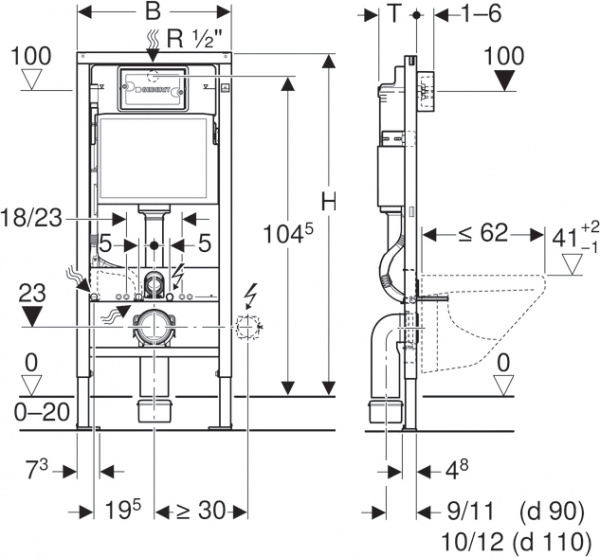 �������� ������ Jacob Delafon Struktura EDF102-00 � ����������� + ����������� Geberit Duofix 458.133.21.1 � ������� �����