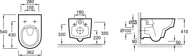 ��������  ������� ����������� ��� �������� Jacob Delafon E5504-NF + ���� ��� ������� ���������� Jacob Delafon Odeon Rive Gauche EDR102-00 + ������ ���