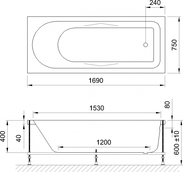 ��������� ����� Royal Bath Tudor RB 407701 170x75