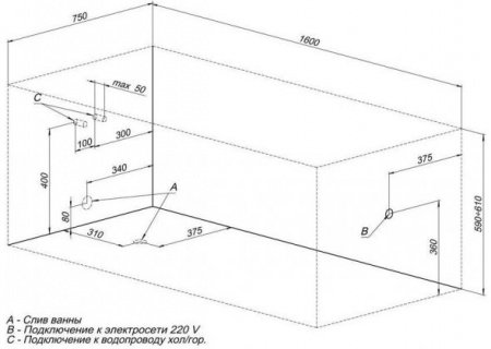 ��������� ����� Aquanet Taurus 211290 160x75