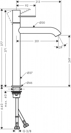 ��������� Axor Uno 38034820 ��� ��������, ����������� ������