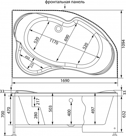��������� ����� Aquanet Capri 00205387 170x110 R � ��������