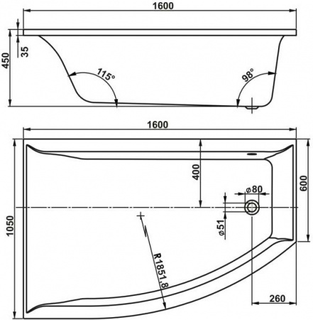 ��������� ����� Vagnerplast Veronela 160x105 L ������ �����