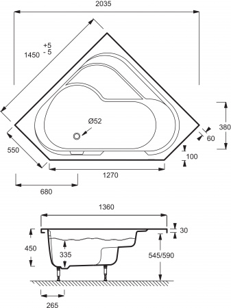 ��������� ����� Jacob Delafon Bain-Douche 145�145 L + ����-�������