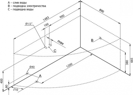 ��������� ����� Aquanet Maldiva 00205445 150x90 R � ��������