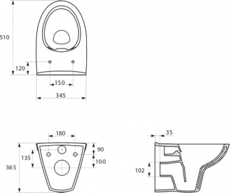 �������� ������ Cersanit Parva new clean on � ����������� + ����������� Cersanit Link Pro � ������� ����� ����