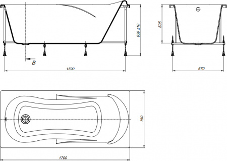 ��������� ����� Roca Uno 170�75 + ��������� ��� ����� � �����