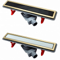 Душевые лотки Confluo Premium White/Black Glass Gold Line (Золото + стекло) Душевые лотки Confluo Premium White/Black Glass Gold Line (Золото + стекло)