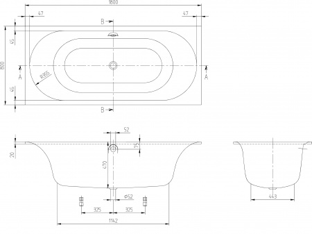 ��������� ����� Villeroy & Boch Cetus UBQ180CEU2V-01 180x80, ���������� �����