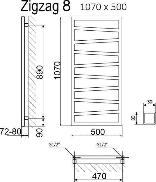����������������� ������������� Terma Zigzag 50x107, ������ �������