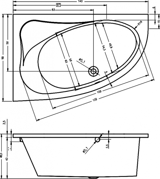 ��������� ����� Riho Lyra 140x90 R