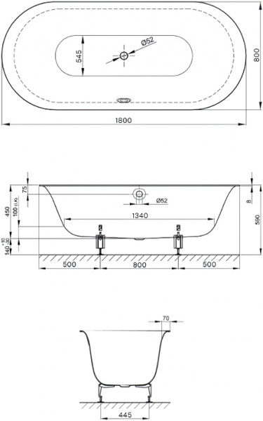 �������� ����� Bette Lux Oval 3466-035 PLUS AR 180x80 � �������������� ��������������� ���������