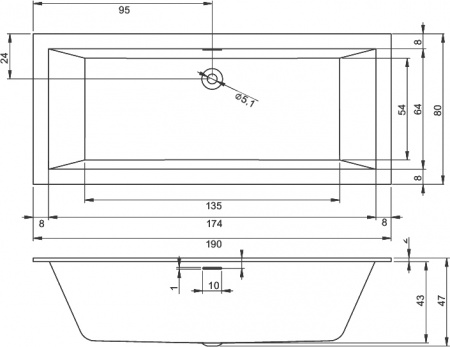 ��������� ����� Riho Rething Cubic 190�80