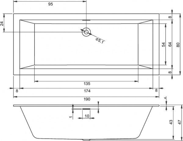 ��������� ����� Riho Rething Cubic 190�80