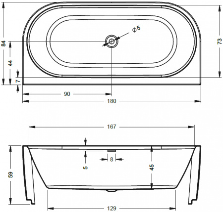 ��������� ����� Riho Desire Wall mounte D2W BD0710500000000 180x80, velvet white