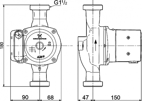 �������������� ����� Grundfos UPS 25-100 180