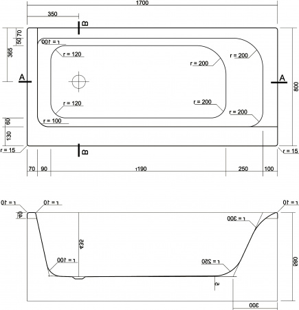 ��������� ����� Cersanit Smart 170x80 R + ����-�������